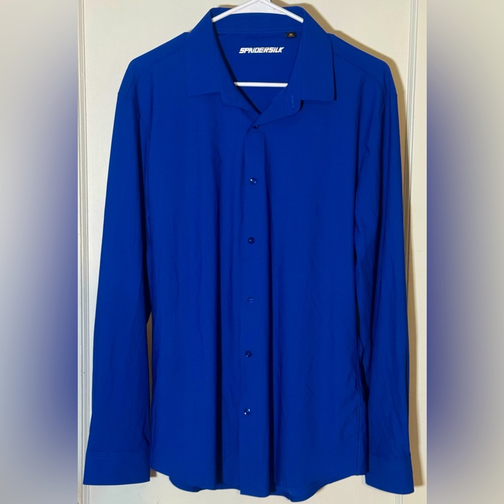 Spaidersilk Men’s Super Stretchy & Soft Long Sleeve Button-up Dress Shirt M NEW